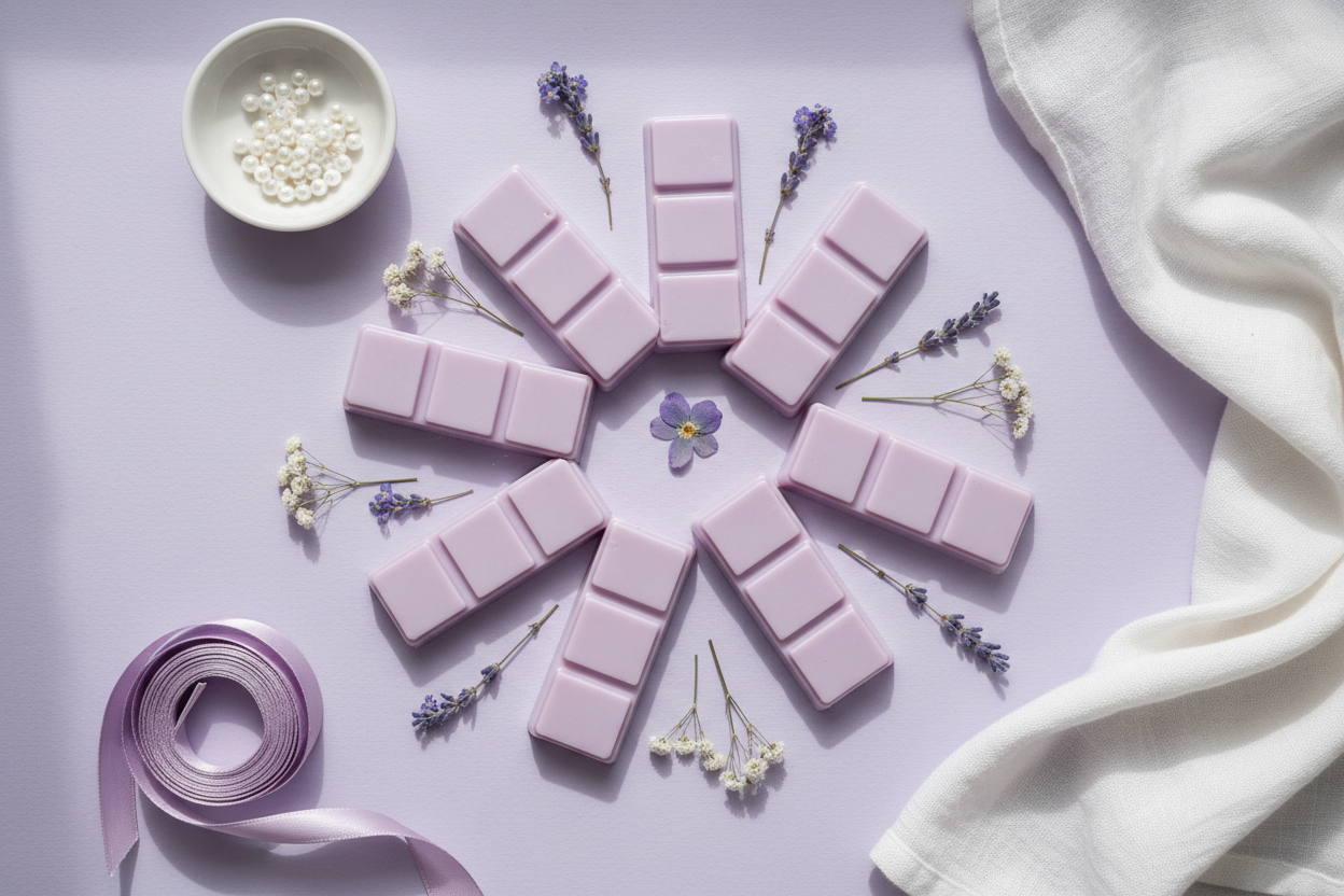 Pastel Lilac Wax Melt Snap Bars Flatlay